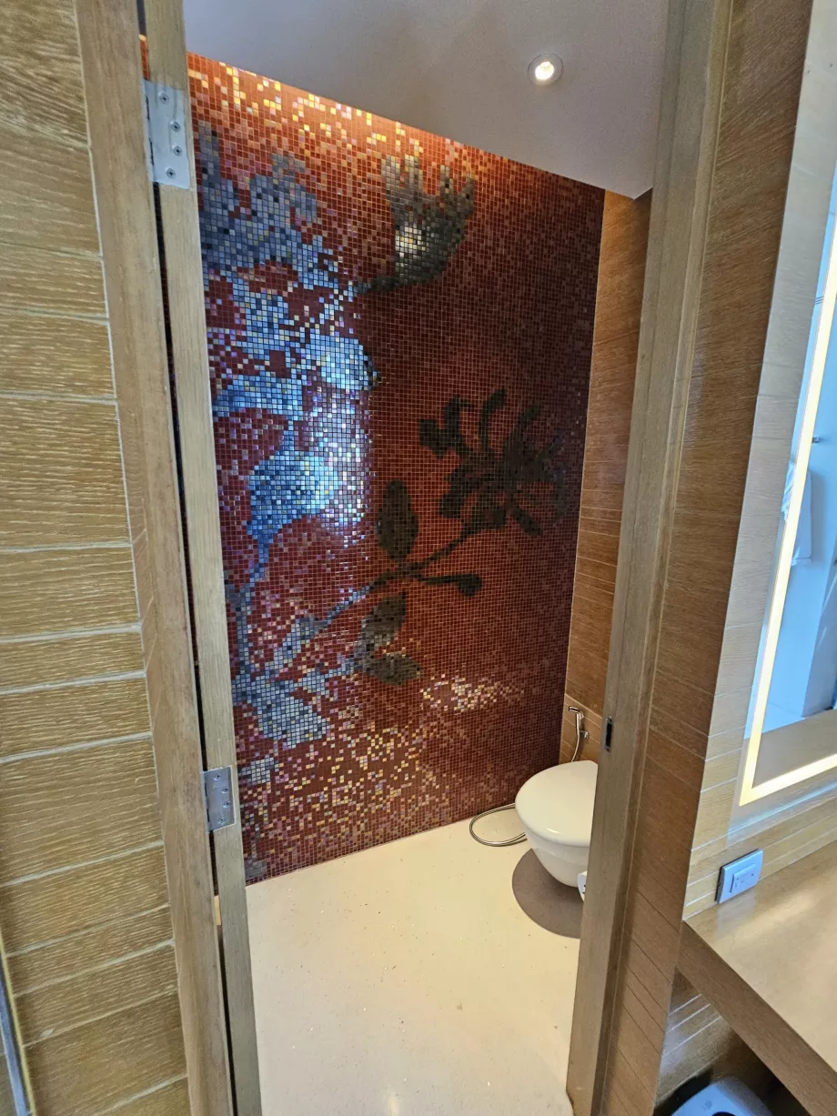 Toilette separata da una porta dal bagno