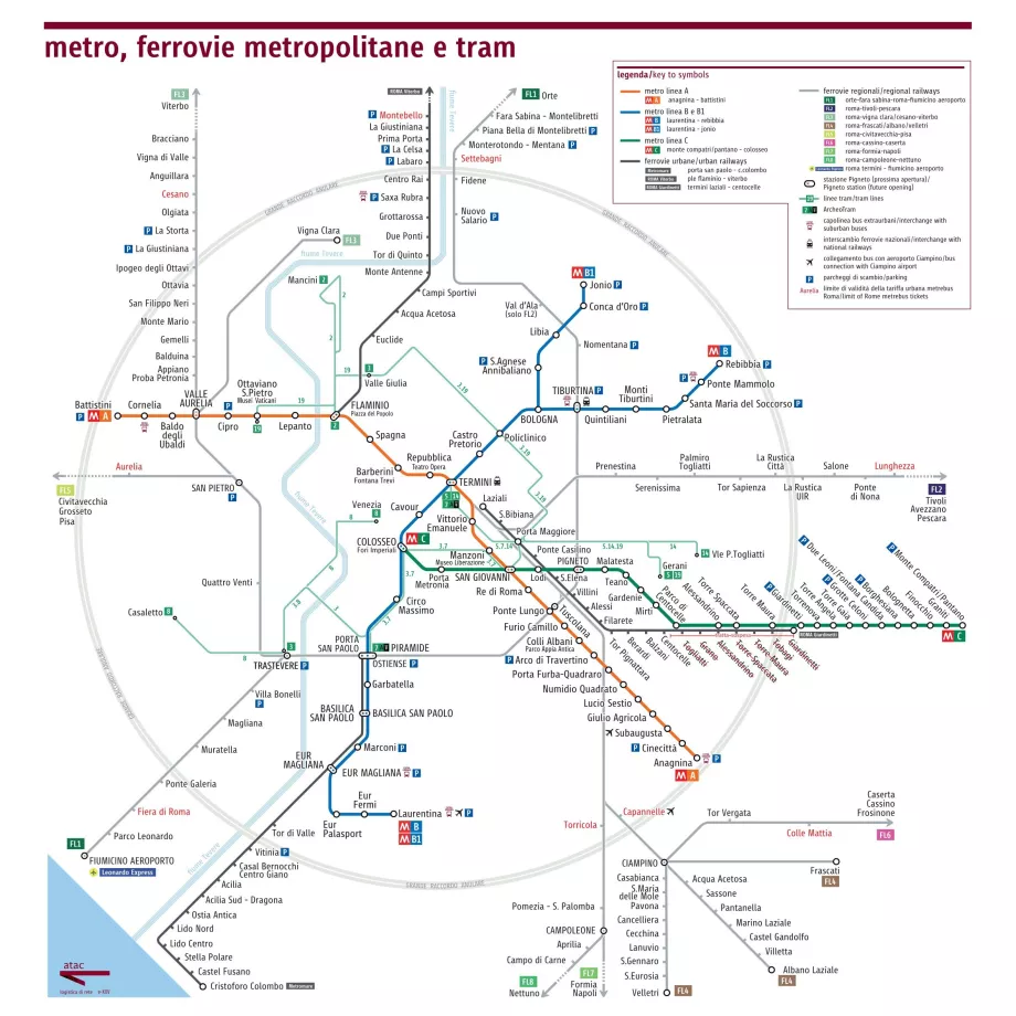 Mappa della metropolitana di Roma