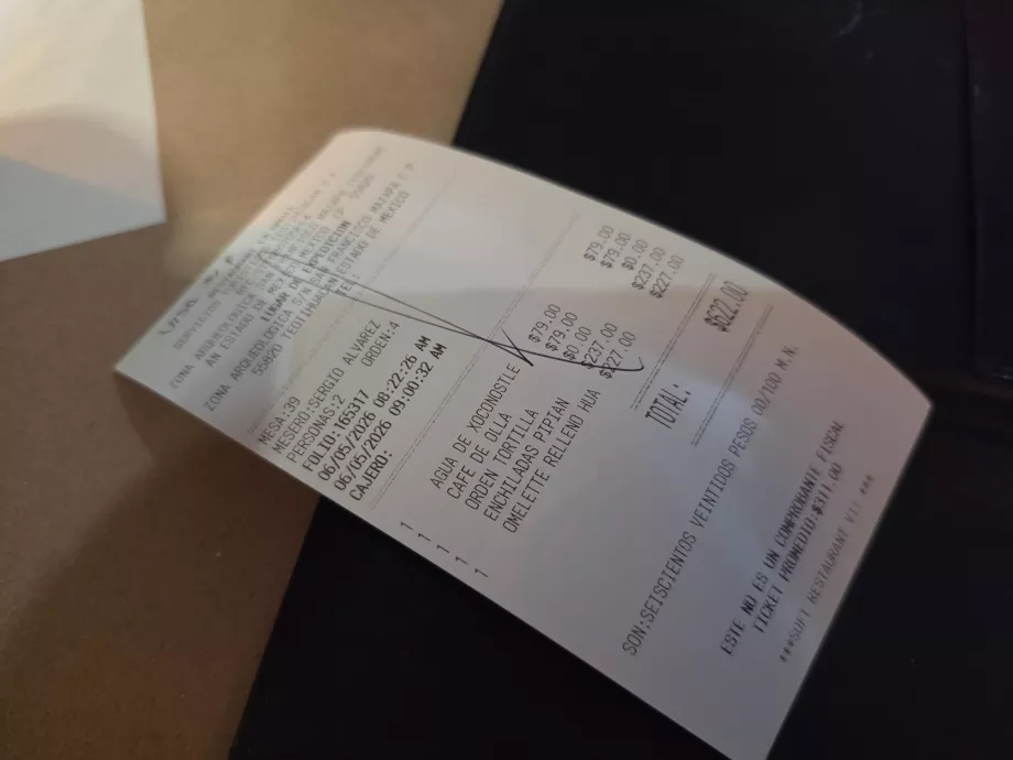 Conto del ristorante La Gruta