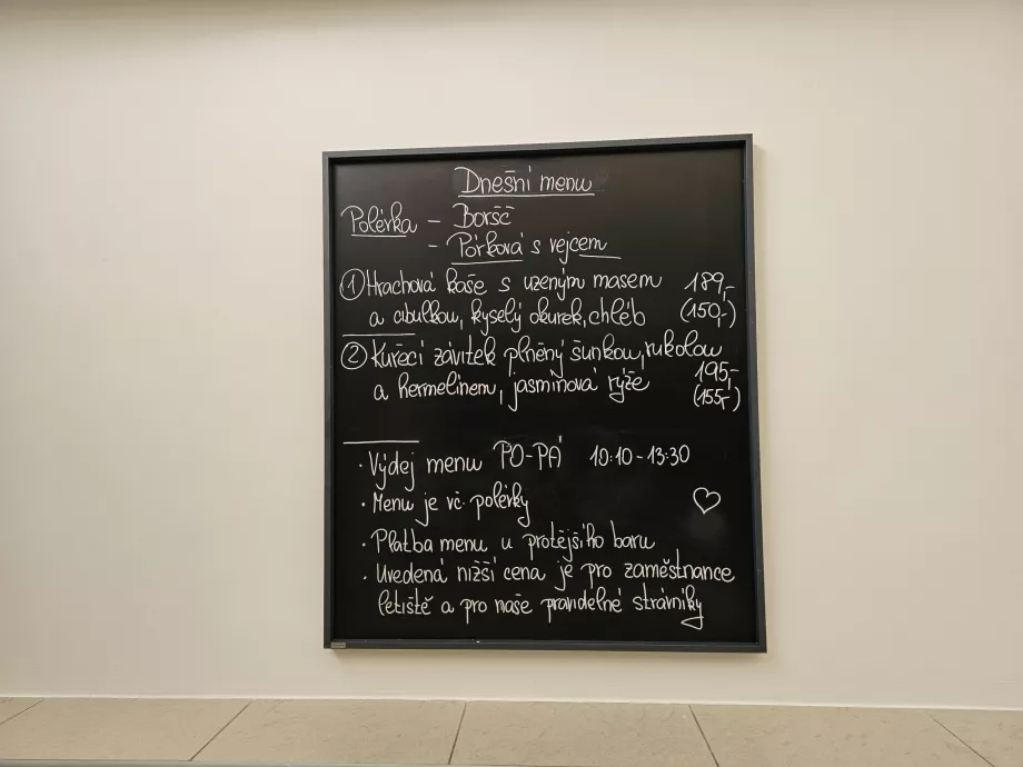 Menu del ristorante