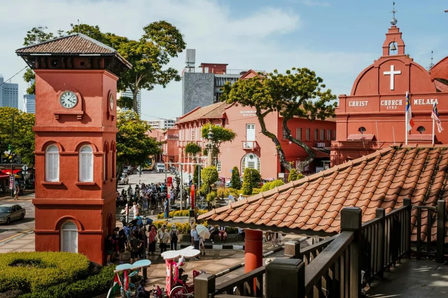 Torre dell'orologio nel centro di Malacca