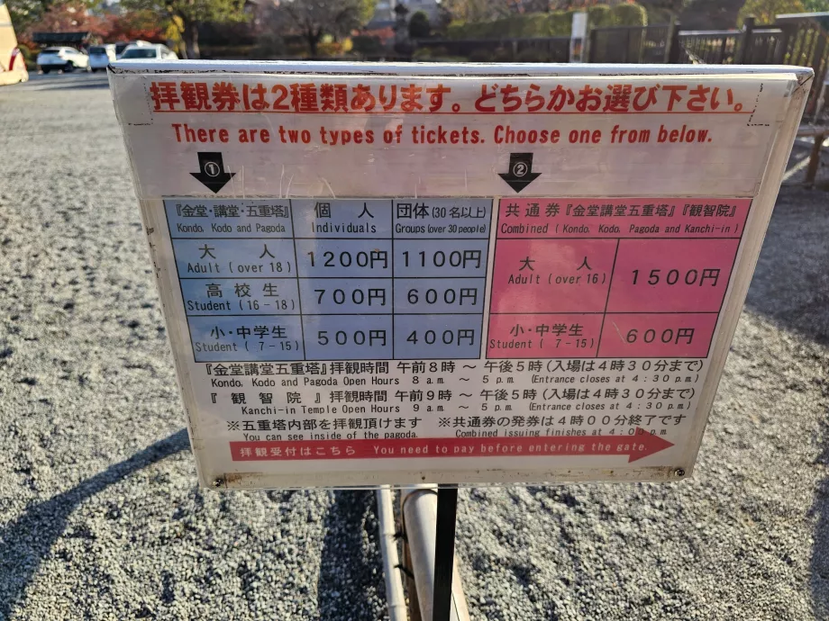 Prezzo d'ingresso al Tempio di To-ji