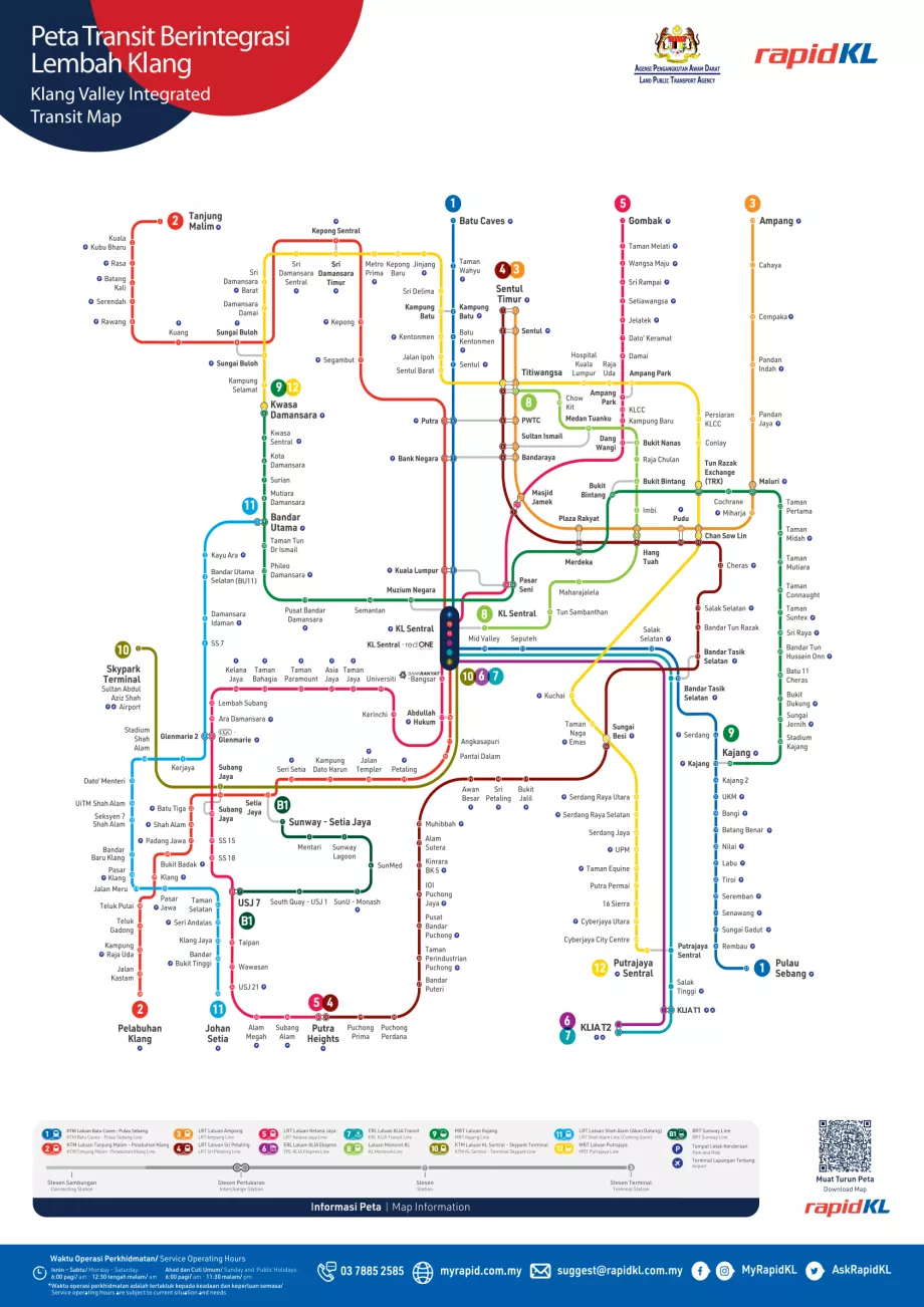 Mappa delle ferrovie a Kuala Lumpur