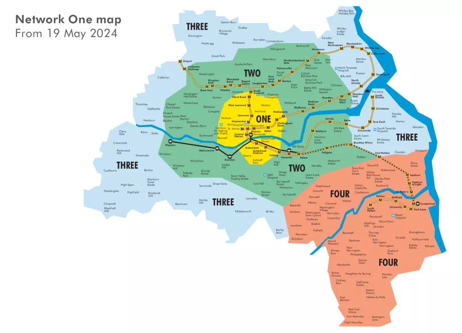Tyne and Wear Mappa dei biglietti
