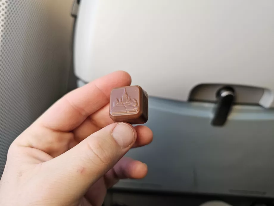 Pralina al cioccolato prima dell'atterraggio