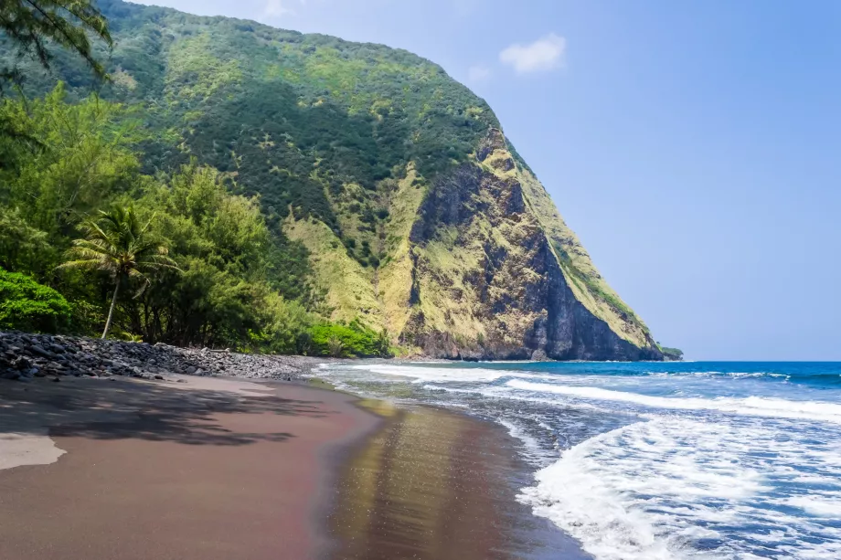 Spiaggia di sabbia nera a Waipio