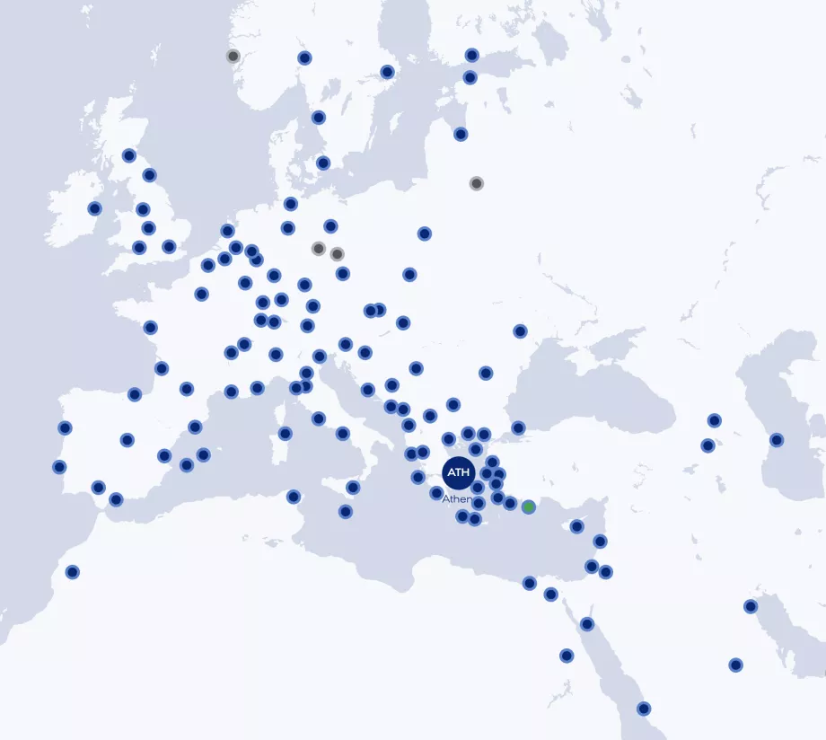 Mappa delle rotte Aegean Airlines