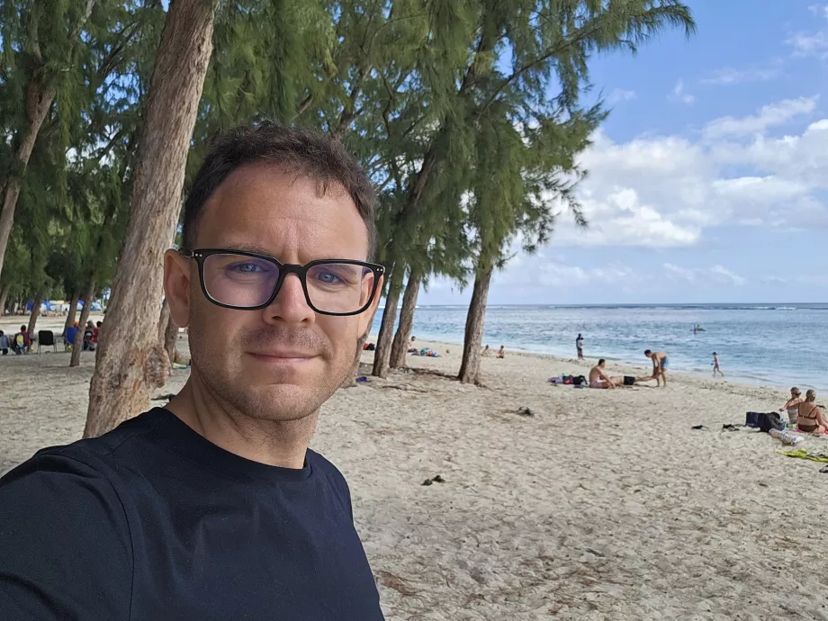 Io sulla spiaggia di Flic en Flac