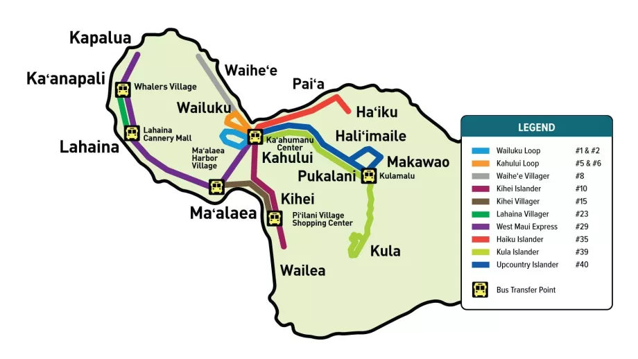 Mappa degli autobus di Maui