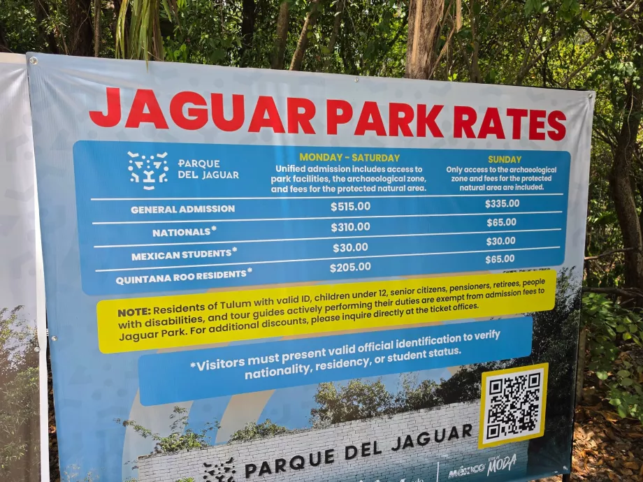 Sito archeologico di Tulum, prezzi dei biglietti d'ingresso