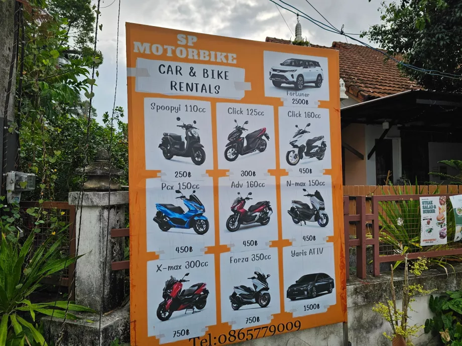 Prezzi degli scooter a Koh Samui