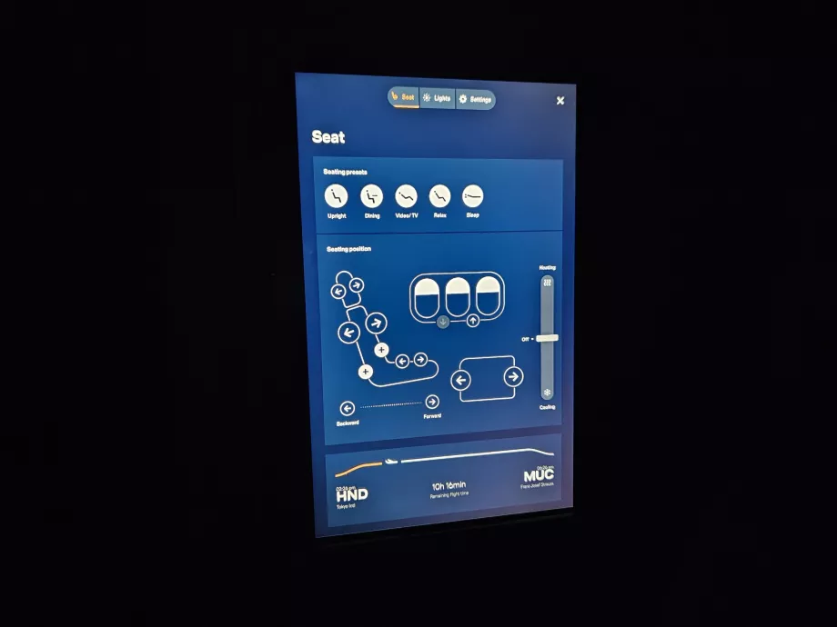 Controllo del sedile tramite tablet