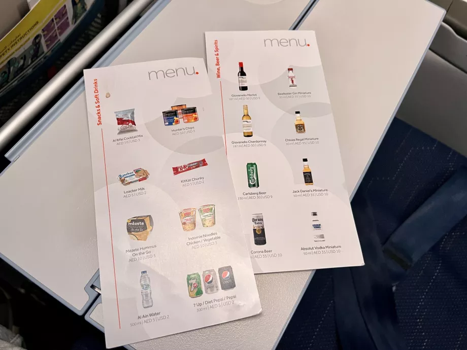 Offerta di ristoro in volo di Flydubai