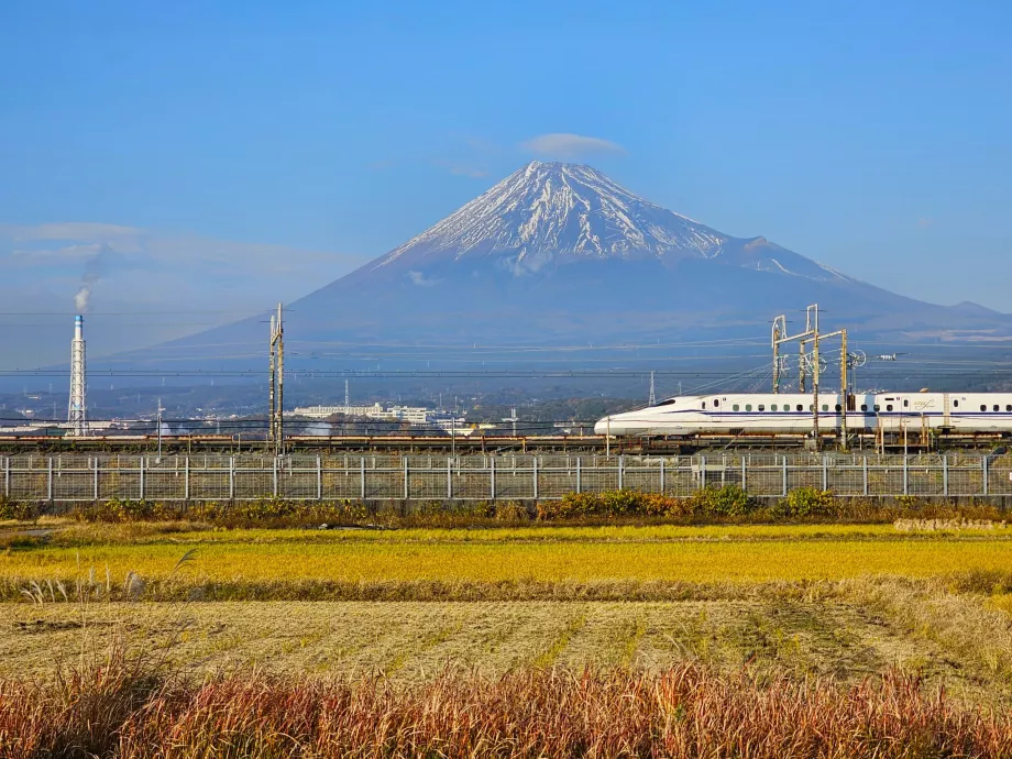 Shinkansen con il Monte Fuji sullo sfondo