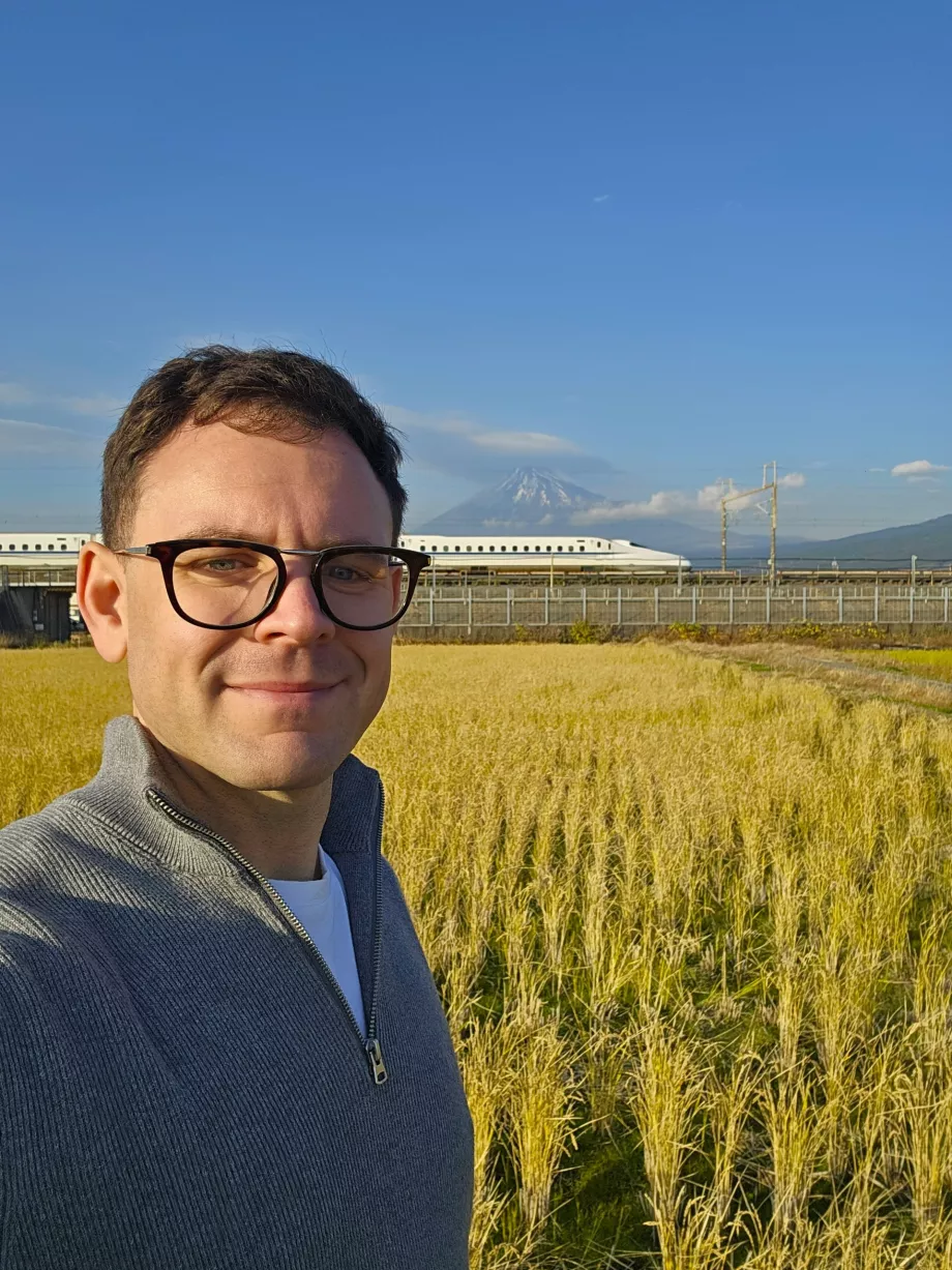 Io in un punto fotografico vicino al Fuji