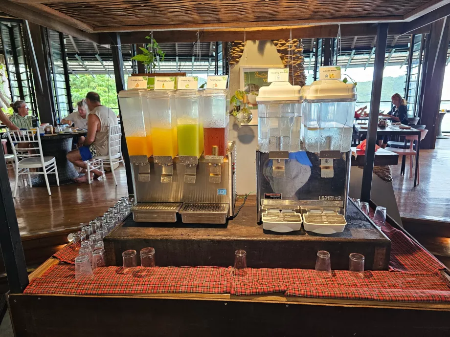 Colazione: acqua e succhi di frutta