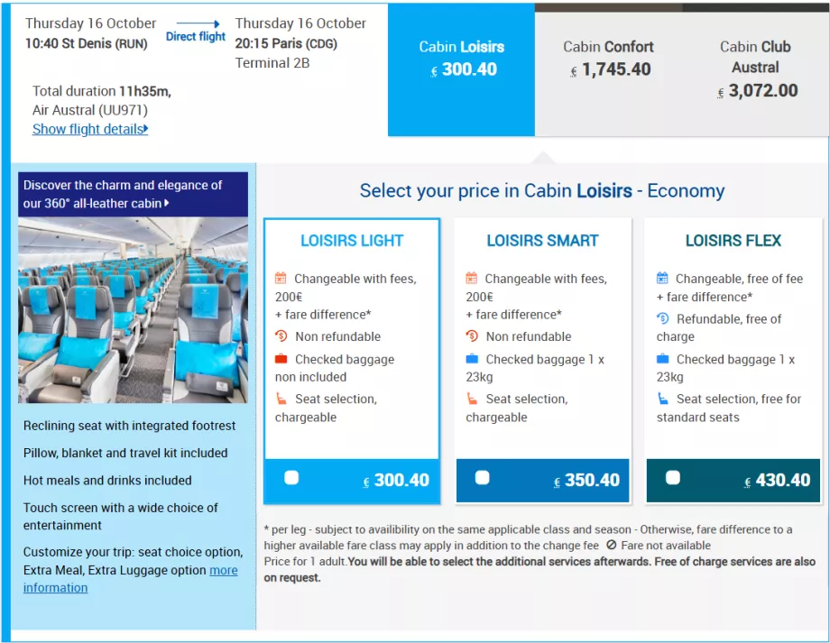 Classi tariffarie Air Austral
