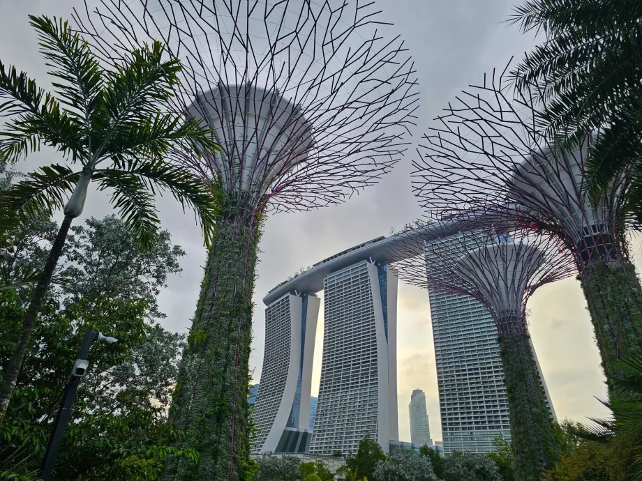 L'edificio di Marina Bay Sands visto da Gardens by the Bay