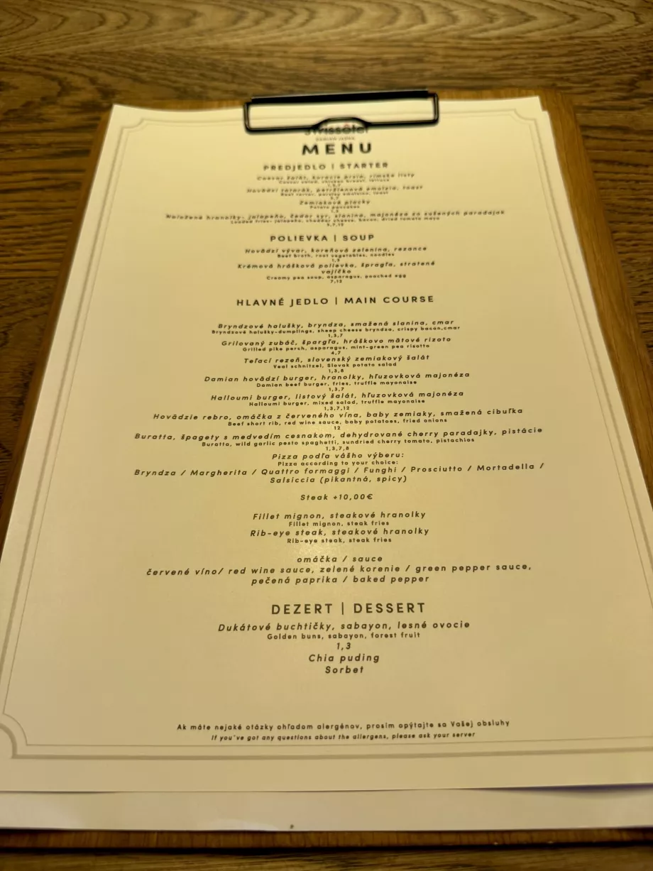 Menu per la mezza pensione
