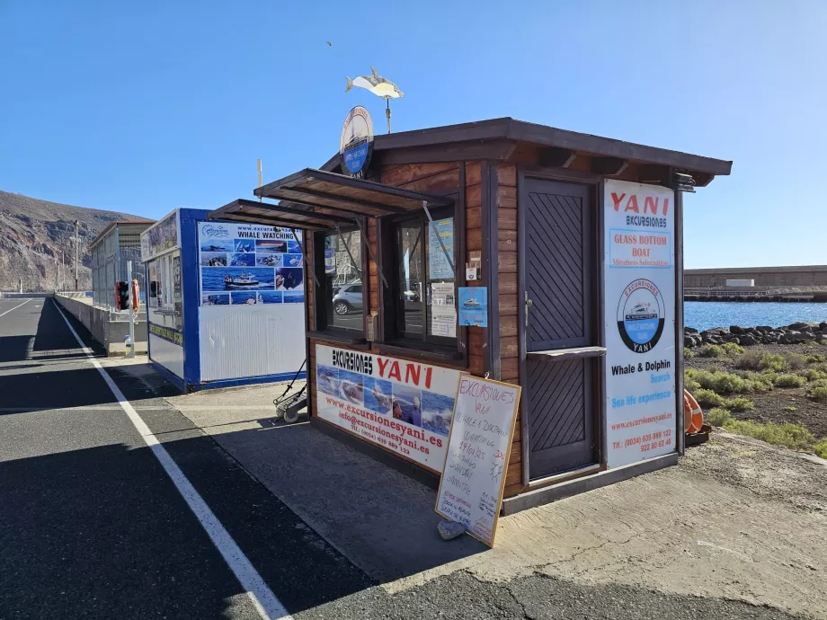 Stand di aziende che organizzano crociere per l'osservazione delle balene