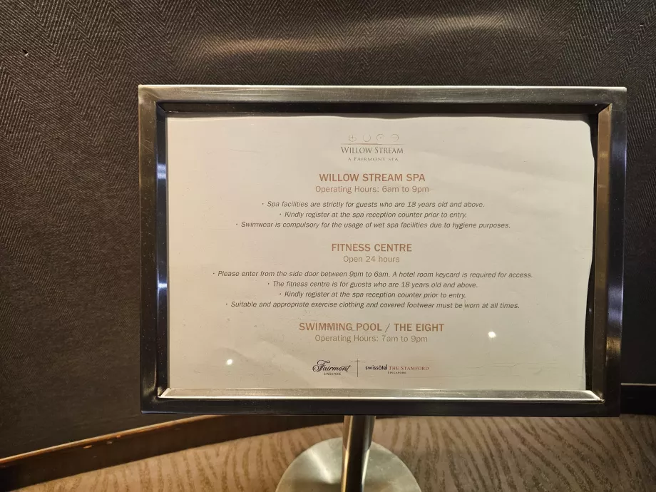 Orari di apertura di piscina, palestra e spa