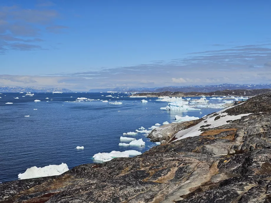 Ghiacciai vicino a Ilulissat, vista dal sentiero giallo