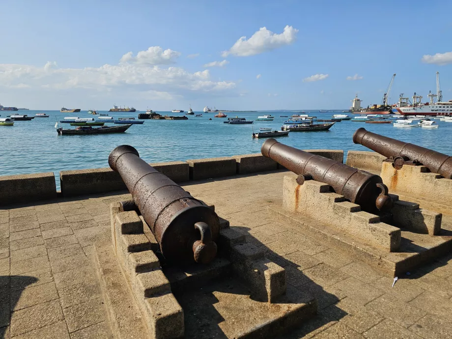 Cannoni storici sul lungomare di Forodhani