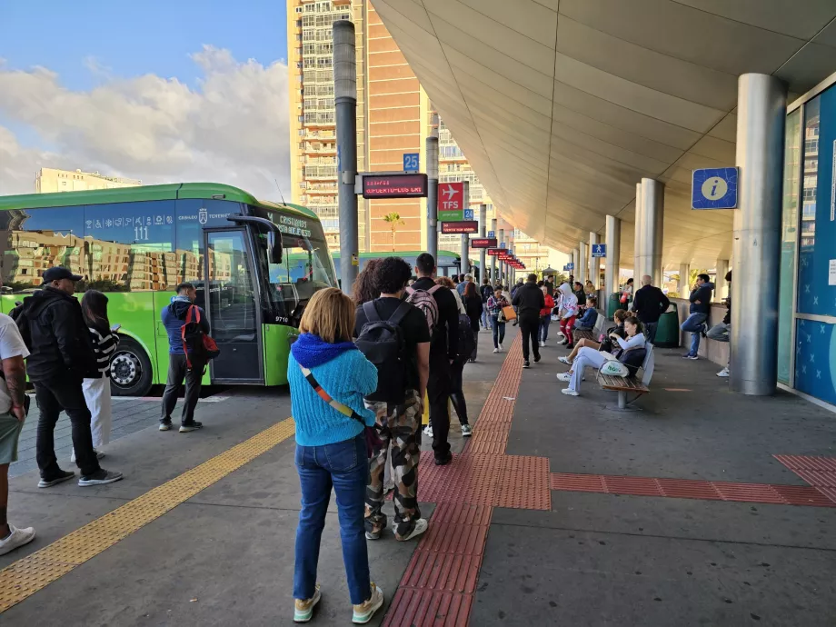 Coda dell'autobus per l'aeroporto TFS