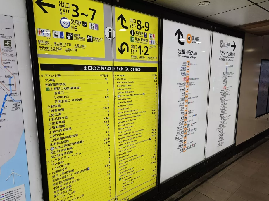 Cartelli di uscita dalle stazioni della metropolitana