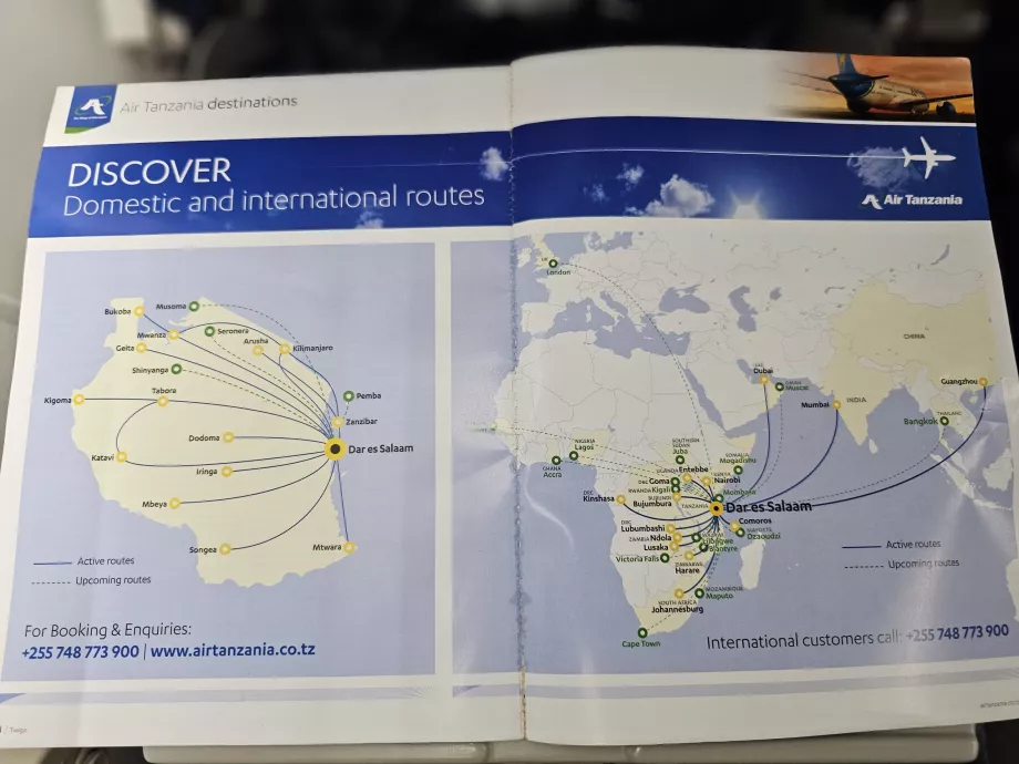 Mappa delle destinazioni di Air Tanzania 2025