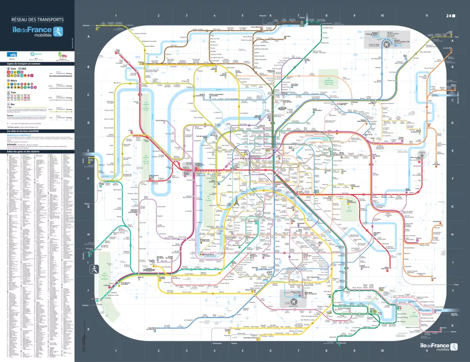 Mappa di RER, Transilien, metro