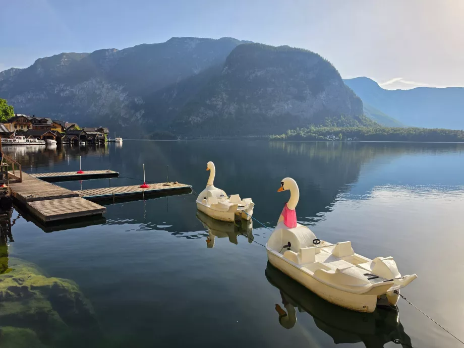 Barche a pedali sul lago di Hallstatt