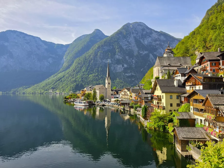 La vista più famosa del centro di Hallstatt