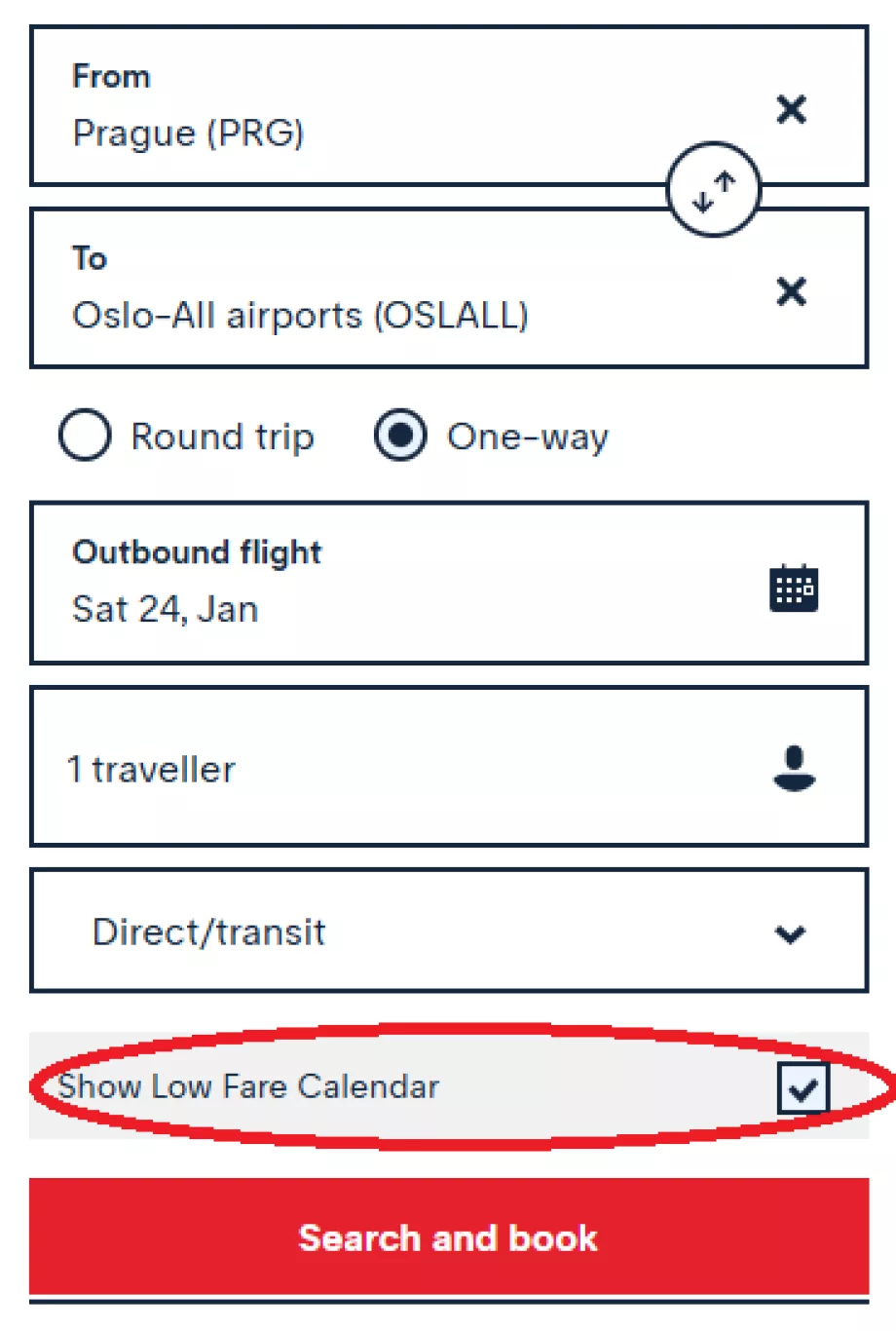 Per inserire un codice promozionale è necessario aprire il calendario dei voli low cost.