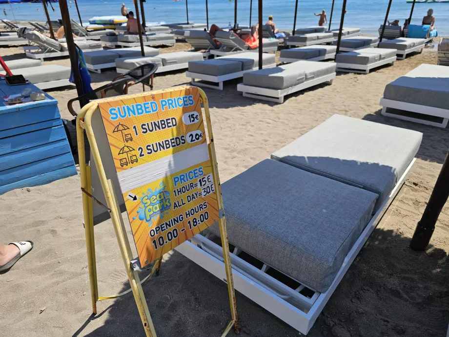Prezzi delle sedie a sdraio a Faliraki