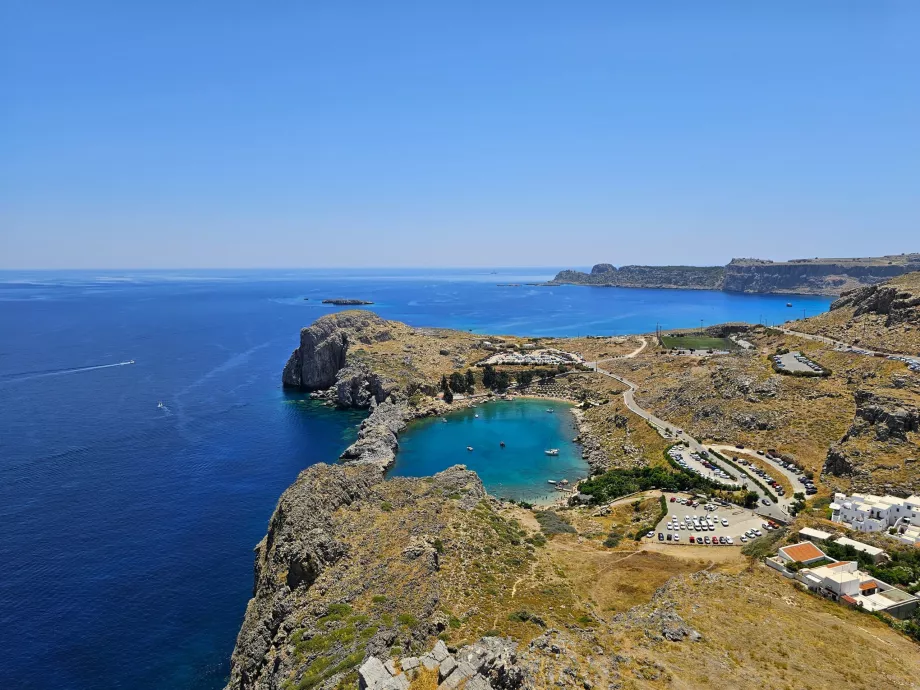 Vista della Baia di San Paolo dall'Acropoli di Lindos