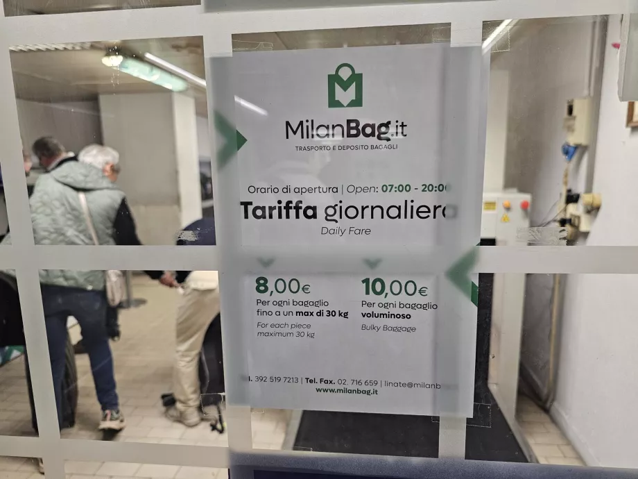 Prezzi del deposito bagagli, 2026