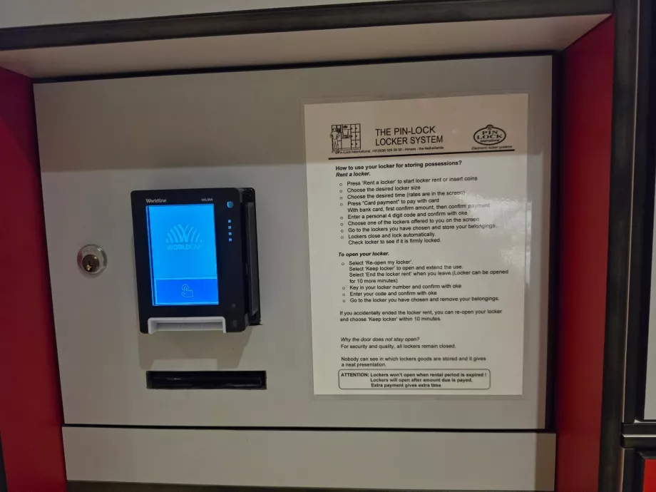 Armadietti per i bagagli, pagamento con carta