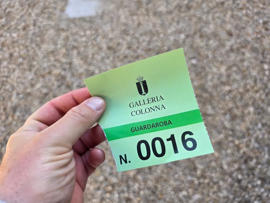 Galleria Colonna, biglietto del deposito bagagli