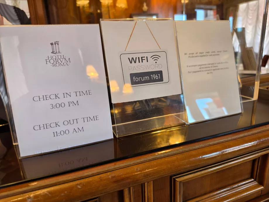 Wi-fi e informazioni su check-in e check-out