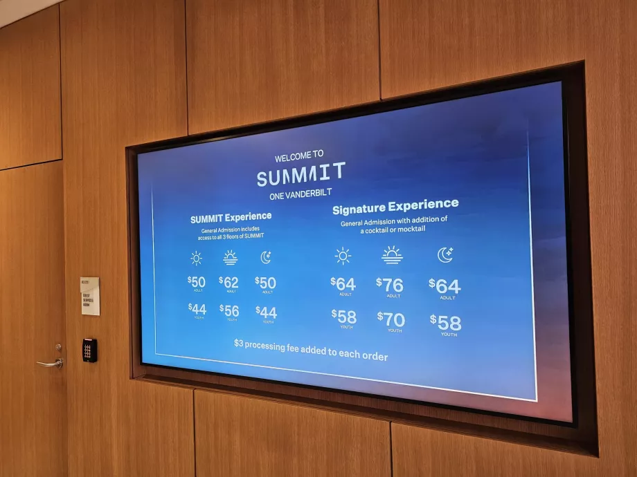 Summit One Vanderbilt, listino prezzi