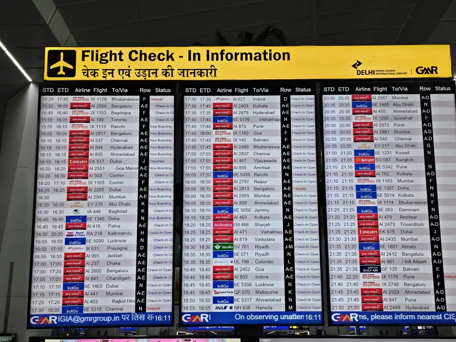 Tabellone delle partenze, Terminal 3