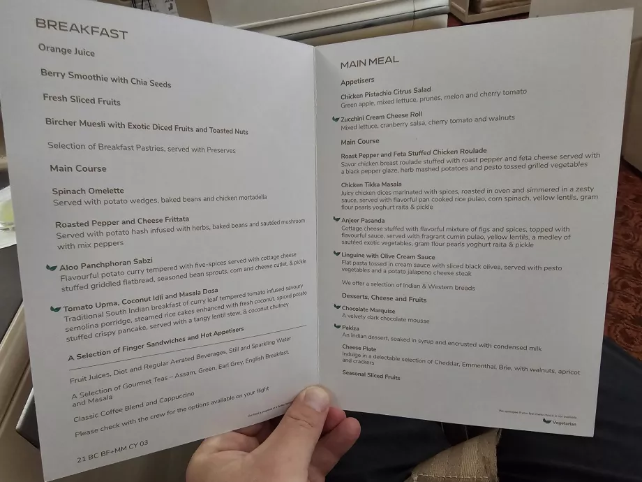 Menu sul volo DEL-MEL
