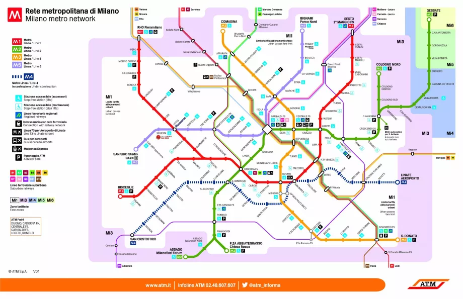 Mappa della metropolitana e dei treni S a Milano
