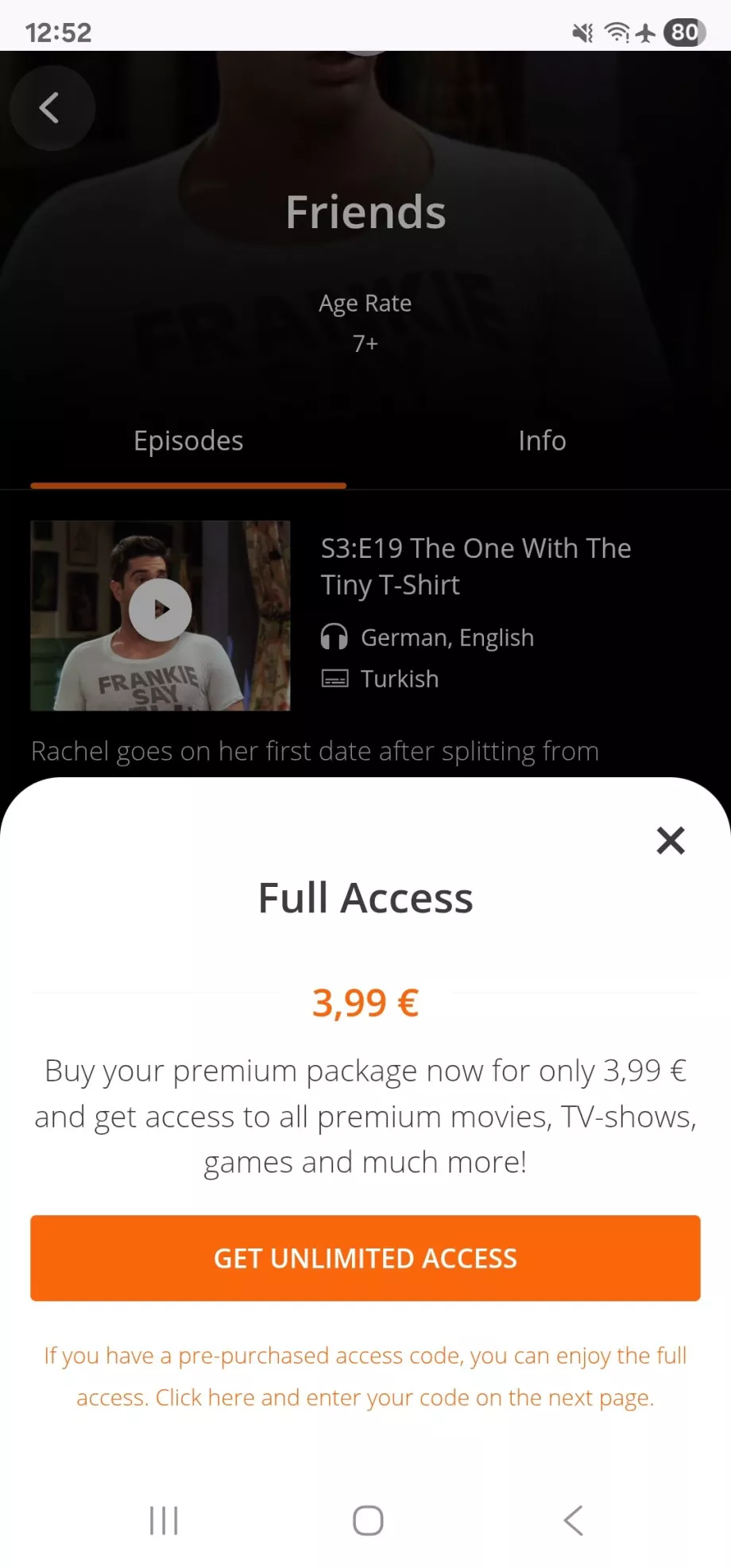 Schermata, prezzo del wi-fi